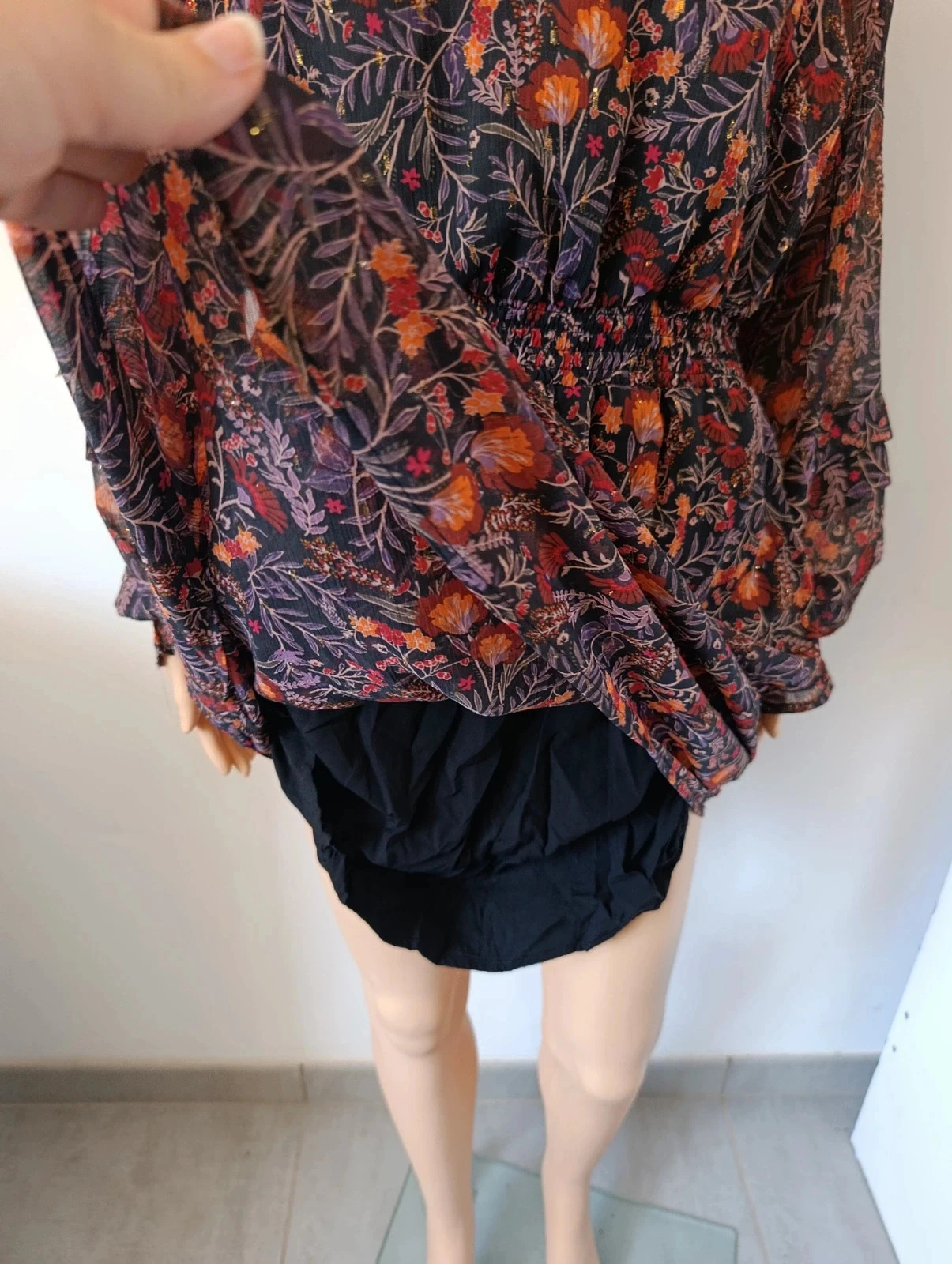Vestido florido LH T40 - Mangas com babados - Cintura elástica - Forrado – photo 8